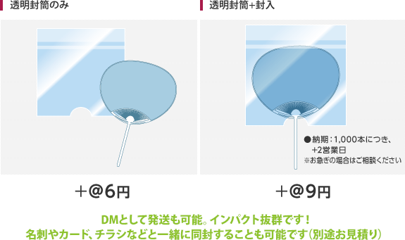 うちわ専用PP封筒料金