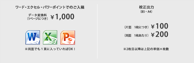 ワード・エクセル・パワーポイントでのご入稿、校正出力