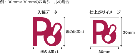 例：30mm×30mmの四角シールの場合